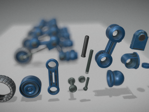 hydraulic suspension with tires blue version 3D Model