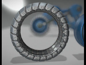 hydraulic suspension with tires blue version 3D Model