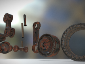 hydraulic suspension with tires rusty version rigg 3D Model