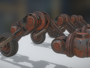 hydraulic suspension with tires rusty version rigg 3D Model