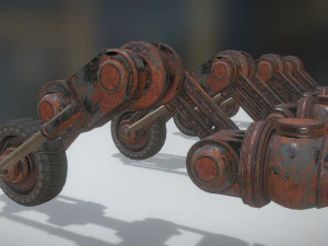 hydraulic suspension with tires rusty version rigg 3D Model