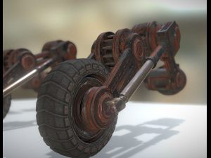 hydraulic suspension with tires rusty version rigg 3D Model