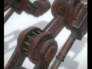 hydraulic suspension with tires rusty version rigg 3D Model