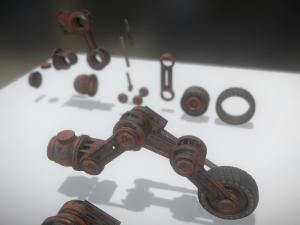 hydraulic suspension with tires rusty version rigg 3D Model