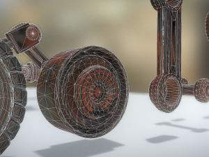 hydraulic suspension with tires rusty version rigg 3D Model