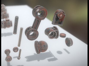 hydraulic suspension with tires rusty version rigg 3D Model