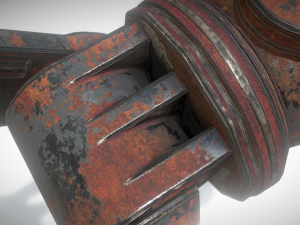 hydraulic suspension with tires rusty version rigg 3D Model