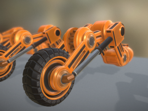 hydraulic suspension with tires orange version rig Model 3D