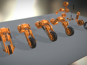 hydraulic suspension with tires orange version rig Model 3D