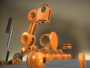 hydraulic suspension with tires orange version rig Model 3D