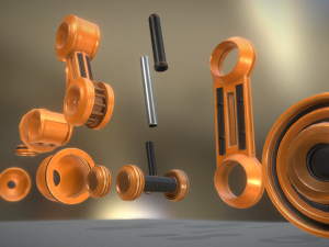 hydraulic suspension with tires orange version rig Model 3D