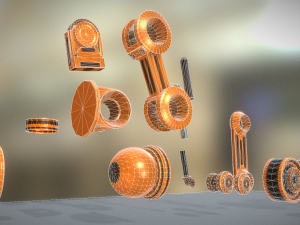 hydraulic suspension with tires orange version rig Model 3D