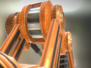 hydraulic suspension with tires orange version rig Model 3D