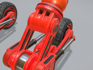 hydraulic suspension with tires red version rigged 3D Model