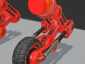 hydraulic suspension with tires red version rigged 3D Model