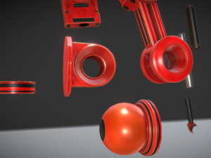 hydraulic suspension with tires red version rigged 3D Model