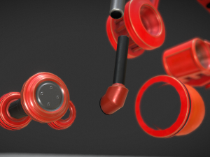 hydraulic suspension with tires red version rigged 3D Model