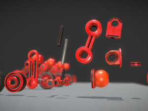 hydraulic suspension with tires red version rigged 3D Model