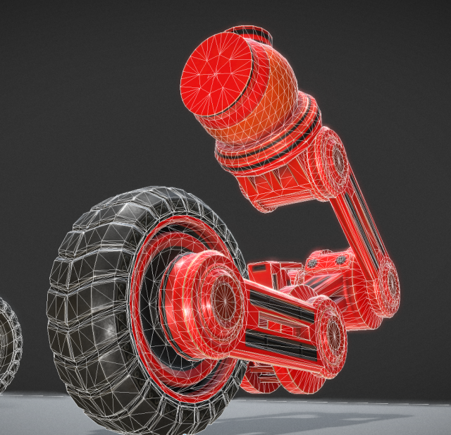 hydraulic suspension with tires red version rigged 3D Model .c4d .max .obj .3ds .fbx .stl .blend 