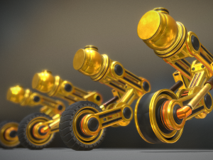 hydraulic suspension with tires yellow Model 3D