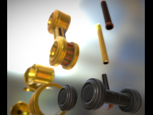 hydraulic suspension with tires yellow Model 3D