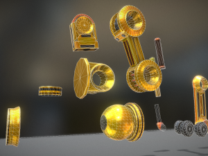hydraulic suspension with tires yellow Model 3D