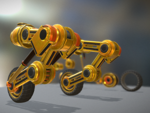 hydraulic suspension with tires yellow Model 3D