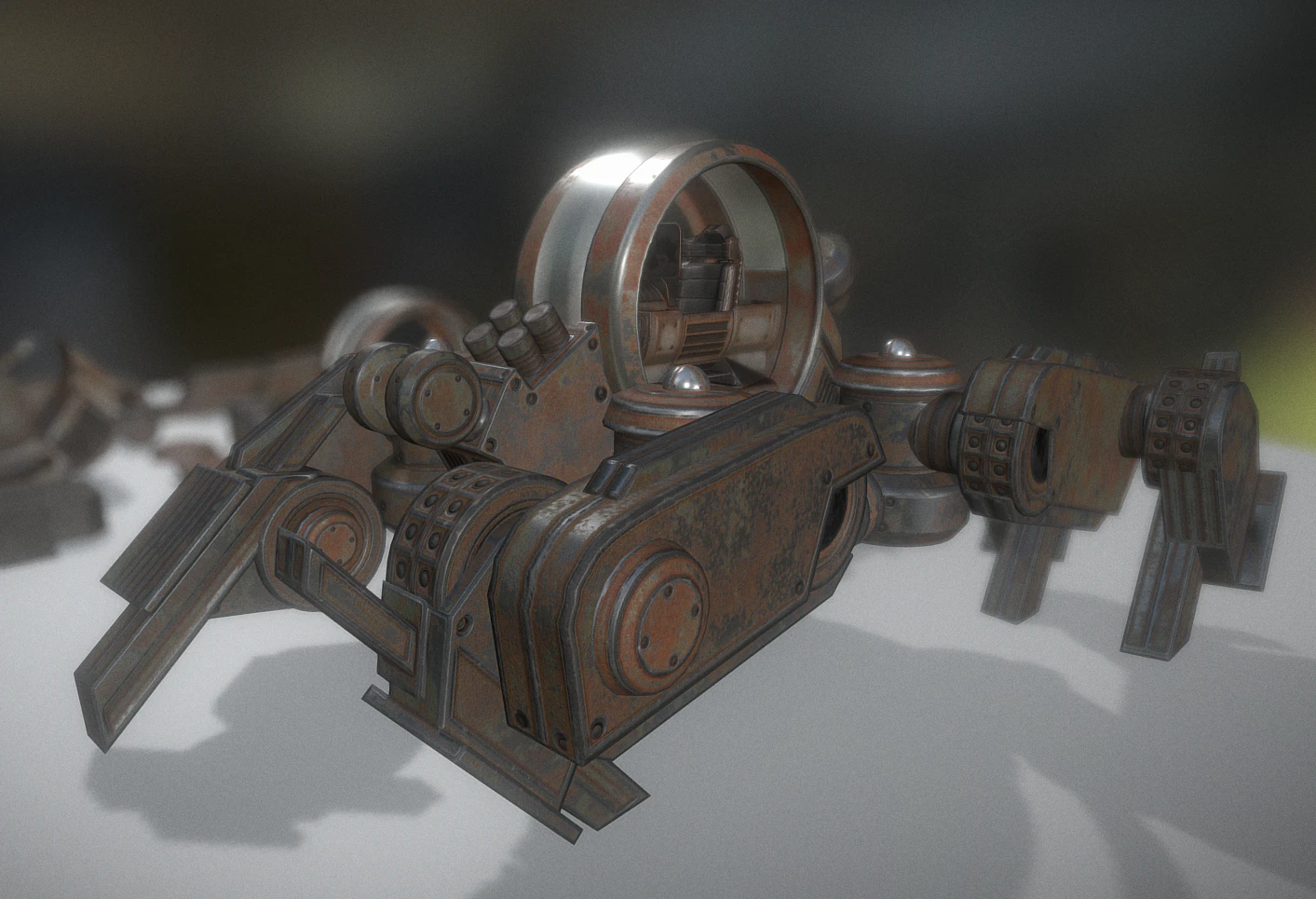 futuristic terrain walker rusty 3D Model .c4d .max .obj .3ds .fbx .stl .blend