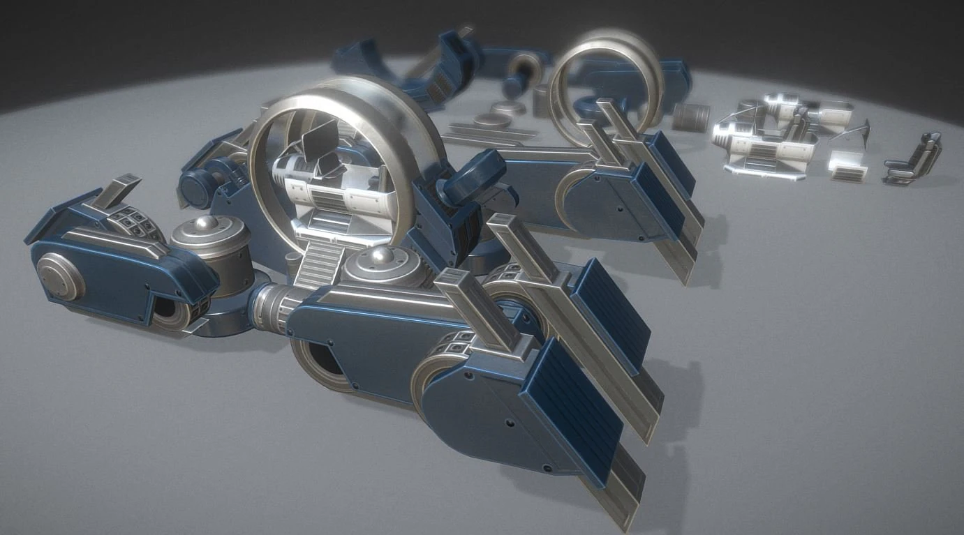 futuristic terrain walker blue version 3D Model .c4d .max .obj .3ds .fbx .stl .blend