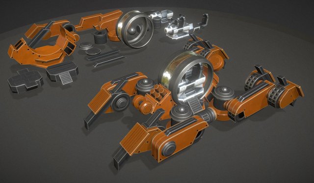 terrain walker orange version rigged and animated Modèle 3D .c4d .max .obj .3ds .fbx .stl .blend 