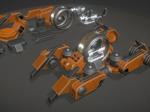 terrain walker orange version rigged and animated Model 3D