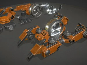 地形行者橙色版本已装配和动画 3D 模型