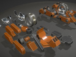 terrain walker orange version rigged and animated Modèle 3D