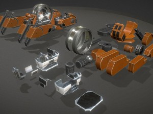 terrain walker orange version rigged and animated Modèle 3D
