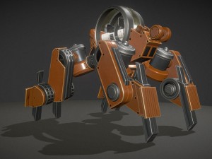 terrain walker orange version rigged and animated Modèle 3D