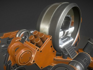 terrain walker orange version rigged and animated Modèle 3D