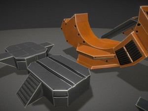 terrain walker orange version rigged and animated Modèle 3D