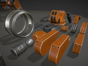 terrain walker orange version rigged and animated Modèle 3D