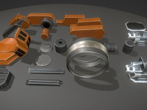 terrain walker orange version rigged and animated Modèle 3D