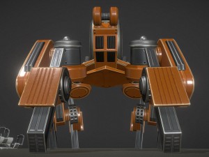 terrain walker orange version rigged and animated Modèle 3D