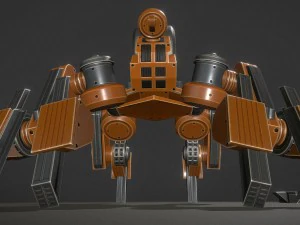 terrain walker orange version rigged and animated 3D Model