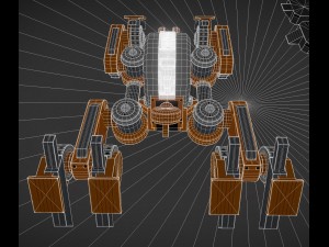 terrain walker orange version rigged and animated Modèle 3D