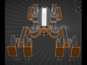 terrain walker orange version rigged and animated 3D Model