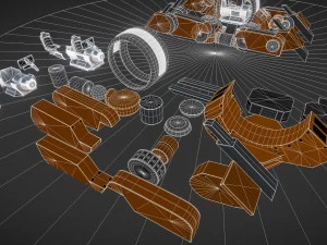 terrain walker orange version rigged and animated 3D Model