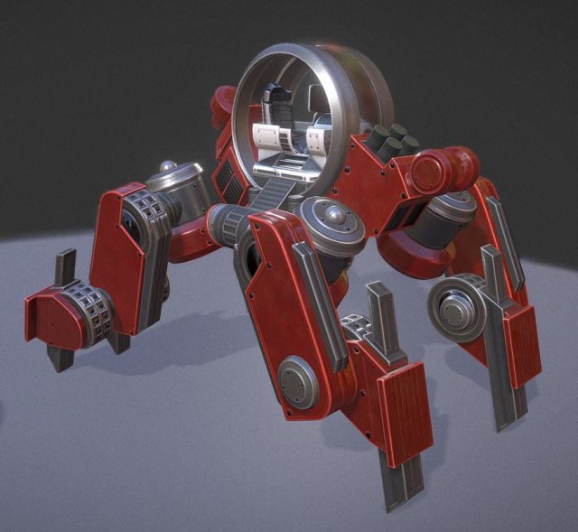 terrain walker red version rigged and animated 3D Model .c4d .max .obj .3ds .fbx .stl .blend 