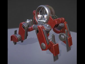 versione rossa del camminatore del terreno truccata e animata Modello 3D