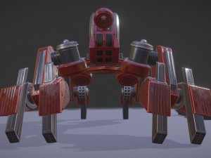 terrain walker red version rigged and animated 3D Model