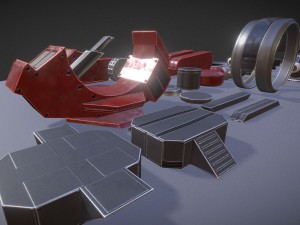 terrain walker red version rigged and animated 3D Model