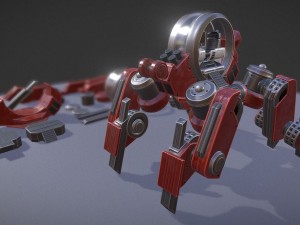 terrain walker red version rigged and animated 3D Model