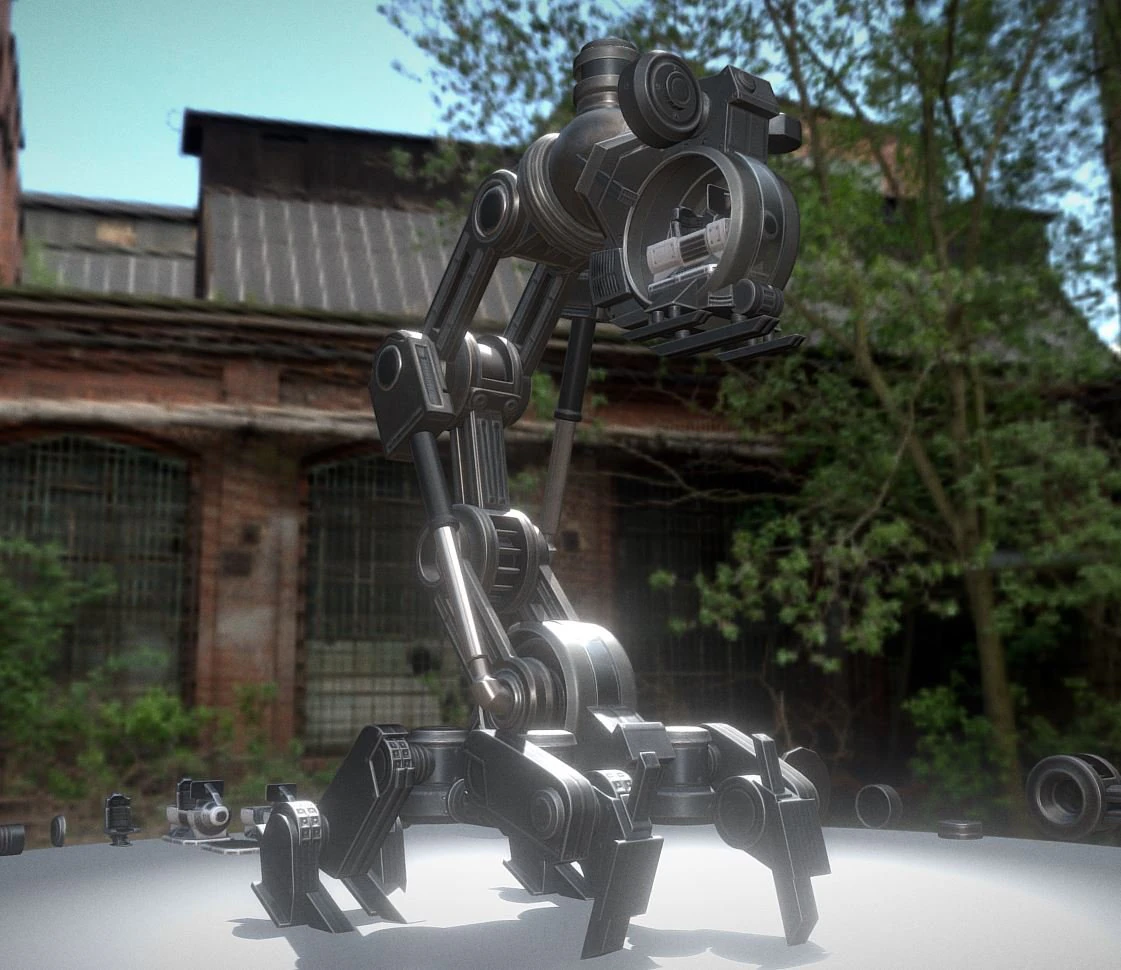 the walking mech neck blue version 3D Model .c4d .max .obj .3ds .fbx .stl .blend 